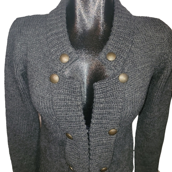 Razzle Dazzle Gray Knit Cardigan Sweater S - Picture 2 of 6